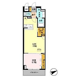 アルメール津田沼 1LDKの間取図画像