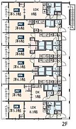 MELDIA京成大和田2 1Kの間取図画像