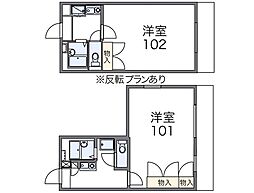 レオパレスフローラ 2階1Kの間取り