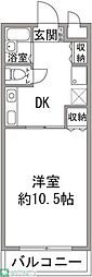ウインド稲毛 2階1DKの間取り