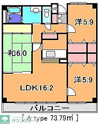 アイングレース八千代 4階3LDKの間取り