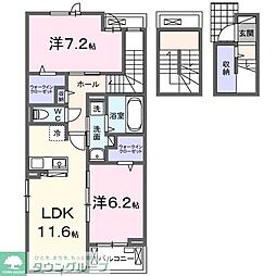 ハピネスI番館 3階2LDKの間取り