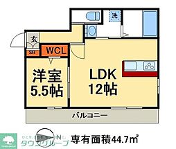 イーストレジデンス 1階1LDKの間取り