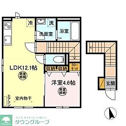 リーセント・メゾンＳ 2階1LDKの間取り