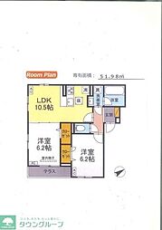 Ｒｅｓｉ　ＮＯＩＲ（レジノワール） 1階2LDKの間取り