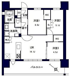 千葉市中央区問屋町マンション 3LDKの間取図画像
