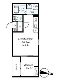 GRADUS八千代台III 3階1LDKの間取り