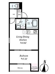 GRADUS八千代台III 2階1LDKの間取り