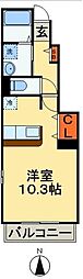 フリーデＡ・ＫII 1階ワンルームの間取り