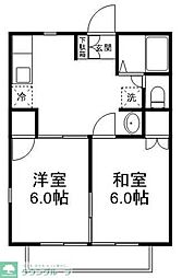 ガーデンヒルズ薬園台 2階2DKの間取り
