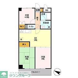 YS習志野台 4階3DKの間取り