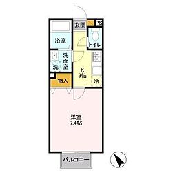 グレイス 2階1Kの間取り
