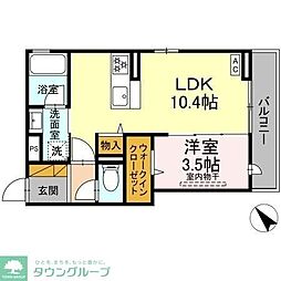 アップルベリーフィールズ 3階1LDKの間取り