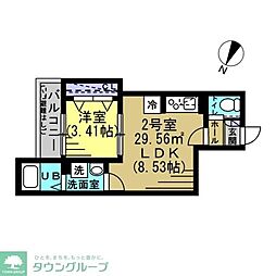 AJA京成大久保 3階1LDKの間取り