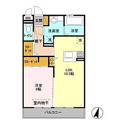 薬円台壱番館Ａ 3階1LDKの間取り