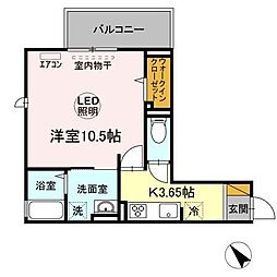 D-room八千代台 3階1Kの間取り