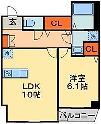 マリーナヒルズ 3階1LDKの間取り