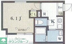 Paddy‘s Mimomi 3階1Kの間取り