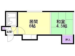 ハイツ24Ａ 2階1DKの間取り