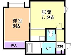 カーサZion 1DKの間取図画像