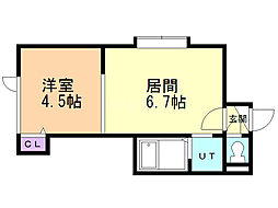 Ｋ1 2階1DKの間取り