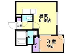 札幌市営東西線 琴似駅 徒歩5分の賃貸マンション 3階1DKの間取り