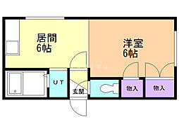 サンコート稲穂2 1DKの間取図画像