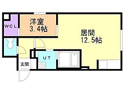 8　3Ｗ2（ｂ）　ＨＡＣＨＩ　ＳＡＮＷＥＳＴＮＹ 3階1LDKの間取り