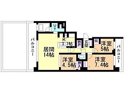 クレアシティ山の手3条 1階3LDKの間取り