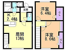 Ｔ・Ｓ山の手 1階2LDKの間取り