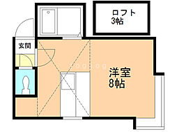 ベルメゾン琴似B棟 ワンルームの間取図画像