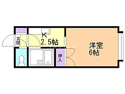パステル八軒A棟 1Kの間取図画像