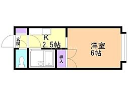 パステル八軒A棟 1Kの間取図画像