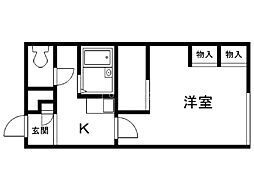 レオパレスロワジール西野Ｂ 2階1Kの間取り