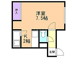 グランデージ発寒 1階1Kの間取り