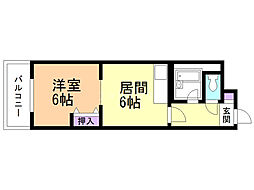 エンブレム発寒2-B 1DKの間取図画像