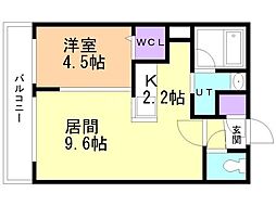札幌市営東西線 琴似駅 徒歩2分の賃貸マンション 4階1LDKの間取り