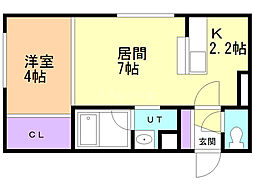 アレグリア琴似 1階1DKの間取り