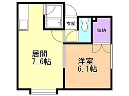 プラタナスE 1LDKの間取図画像