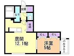 札幌市営東西線 琴似駅 徒歩6分の賃貸マンション 3階1LDKの間取り