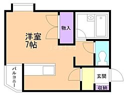 グランドール琴似 3階ワンルームの間取り