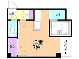グランドール琴似 3階ワンルームの間取り