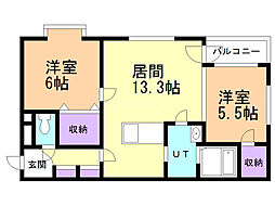 ＣＯＭＳＡＰ24　ＧＲＡＮＤ　ＳＴＡＧＥ 4階2LDKの間取り