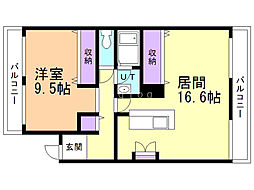 グリーンハイツ前田 1LDKの間取図画像
