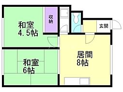 コーポファミリア 2DKの間取図画像