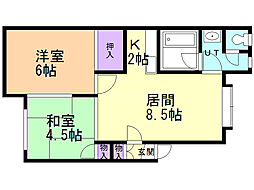 アルバ西野B 2LDKの間取図画像