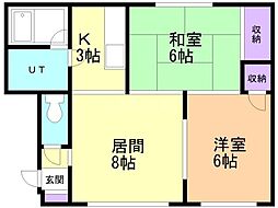 メゾンひきちB 2LDKの間取図画像