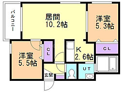 鹿鳴館 2LDKの間取図画像