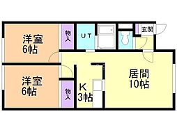 ルミエール八64西 2LDKの間取図画像