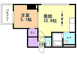 ミリオンスカイ・手稲ステーション 1LDKの間取図画像